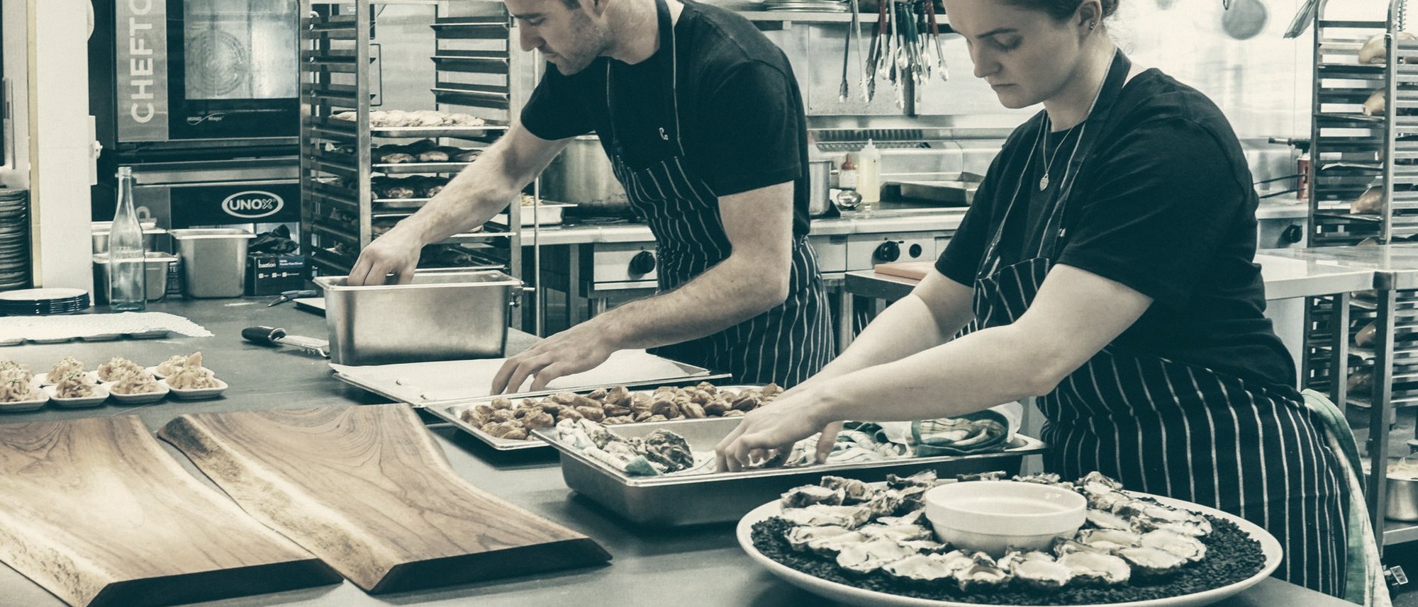 People at work in a restaurant