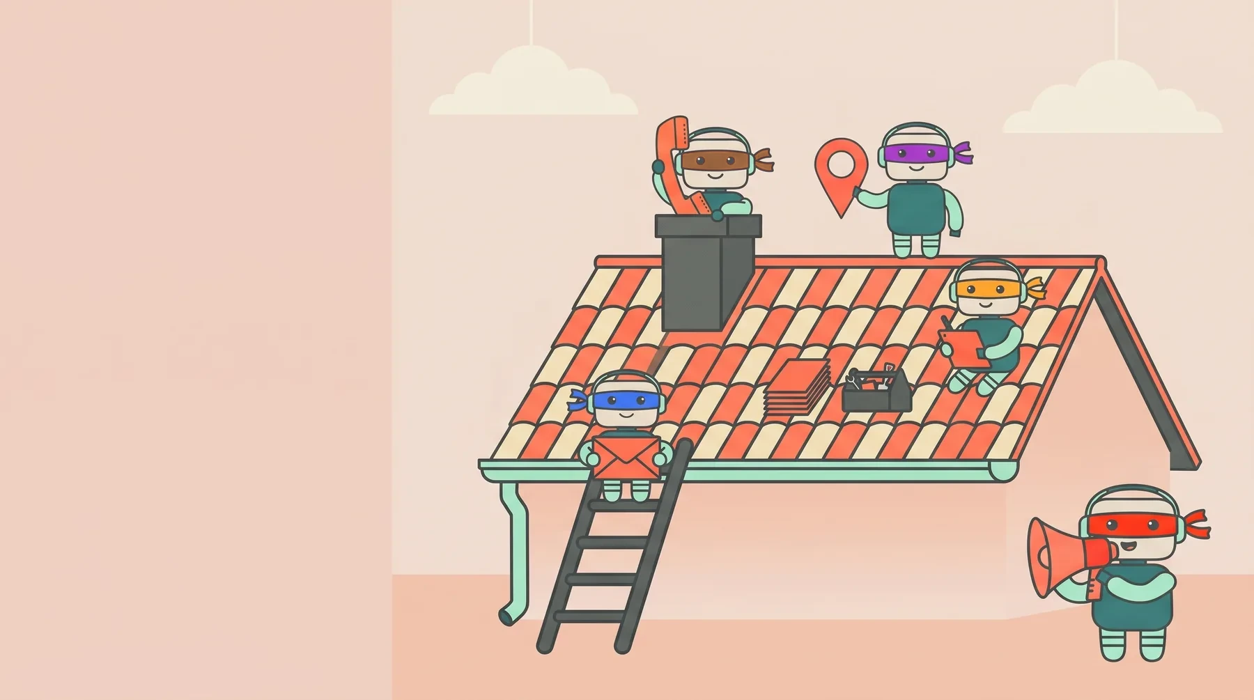 The Nudge crew at work in a roofing company