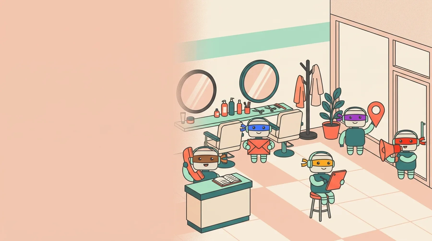 The Nudge crew at work in a salon